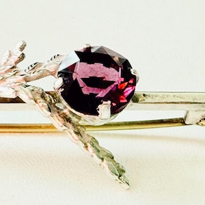 a Beautiful Antique 1890s Scottish Sterling Silver Amethyst Brooch tie bar / kilt pin VGC