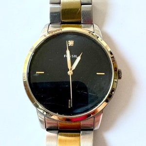 Fossil Minimalist FS5458 Men&#39;s Stainless Steel gold tone  Diamond stone Analog Dial Quartz Watch pre owned