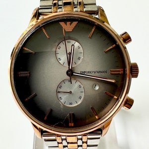 Gents Emporio Armani Ar1721 Watch Two Tone Rose Gold Fully Working