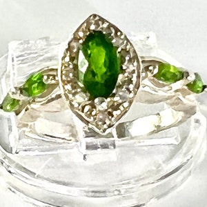 Stunning Chrome Diopside & White Zircon Sterling Silver Ring