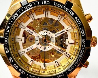 Nuovo Orologio da Uomo Automatico Meccanico di Alta Qualità con Quadrante Trasparente Luminoso, Cassa Impermeabile in Acciaio Inossidabile e Cinturino in Gomma