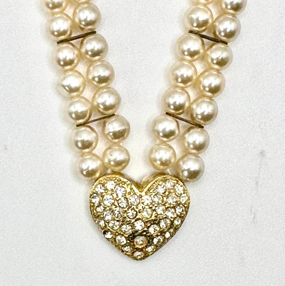 Vintage Signed 60's Sphinx 2 Strand Faux Pearl Choker