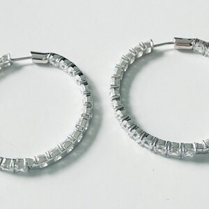 Offers on all items taken, APM Monaco XL Sterling Silver Hoop Earrings, White Micropavé Cubic Zirconia image 5