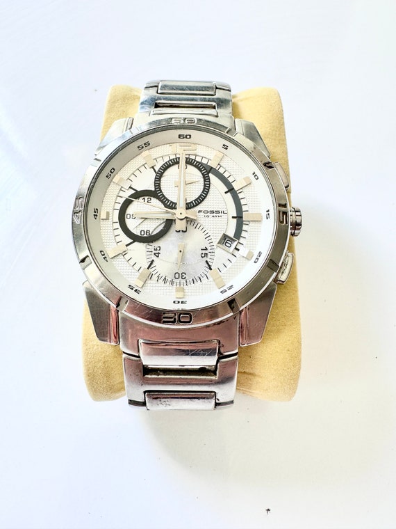 Gents Fossil Stainless Steel Silver Chronograph Watch CH2498 Pre Owned Fully Working Slim Wrist Etsy UK