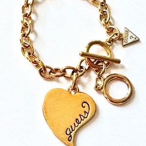 Set Collier & Bracelet Vintage En Forme De Cœur - Oré & Strass (CZ) - Chaîne Entrelacée - Occasion