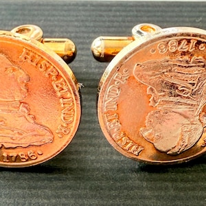 Gents historical coin cufflinks with gold guild overlay  USA?  Pre owned
