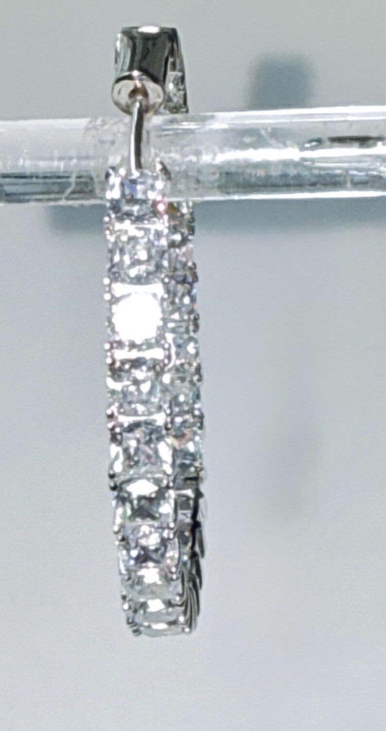 Offers on all items taken, APM Monaco XL Sterling Silver Hoop Earrings, White Micropavé Cubic Zirconia image 13