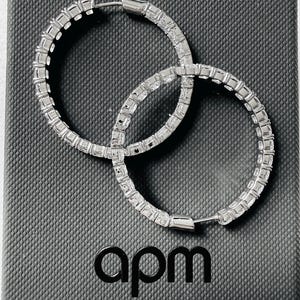 Offers on all items taken, APM Monaco XL Sterling Silver Hoop Earrings, White Micropavé Cubic Zirconia image 4