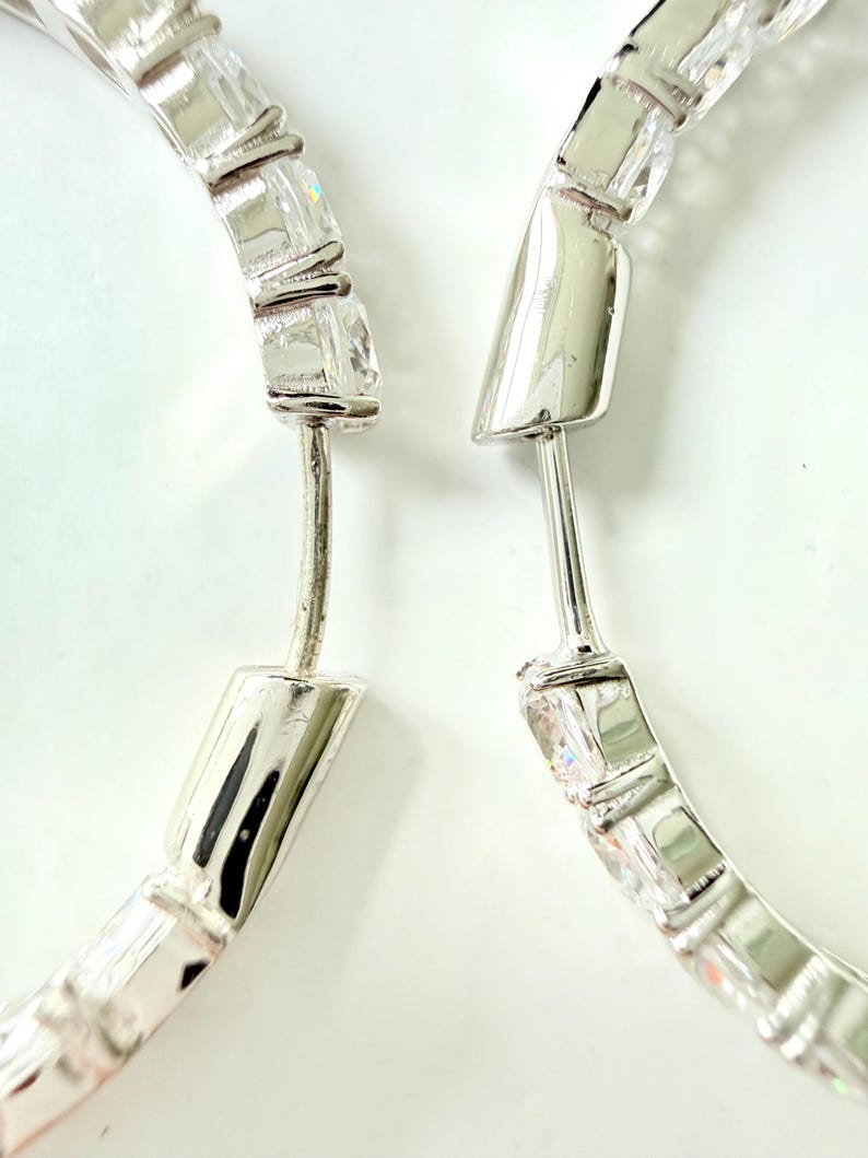 Offers on all items taken, APM Monaco XL Sterling Silver Hoop Earrings, White Micropavé Cubic Zirconia image 6