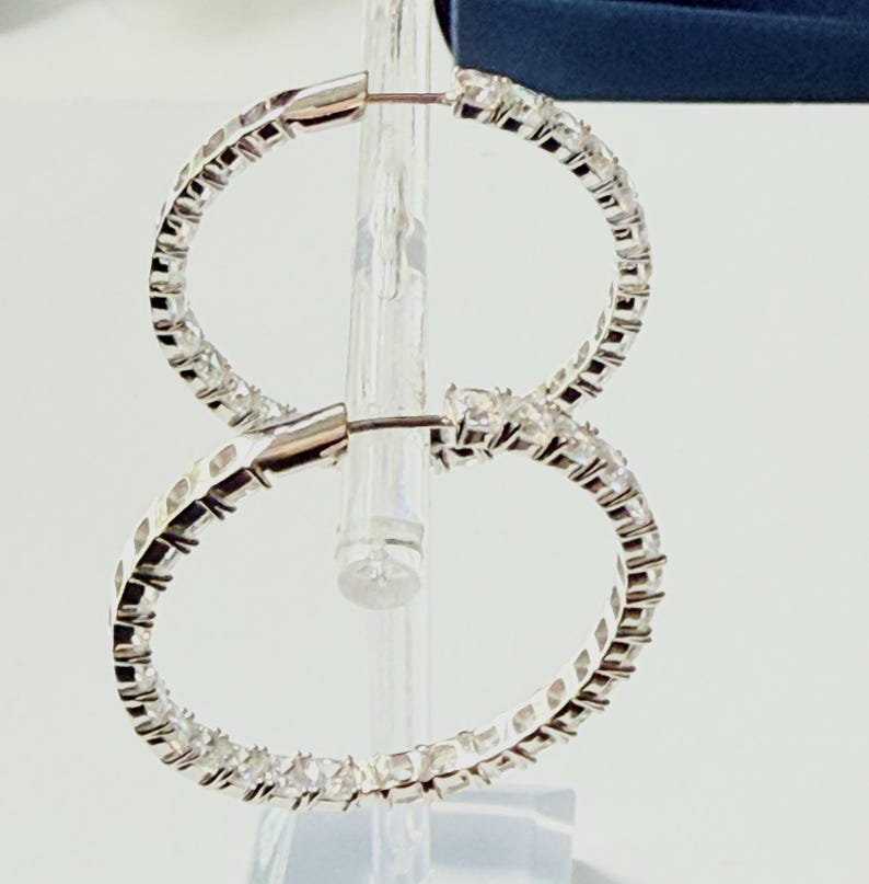 Offers on all items taken, APM Monaco XL Sterling Silver Hoop Earrings, White Micropavé Cubic Zirconia image 10