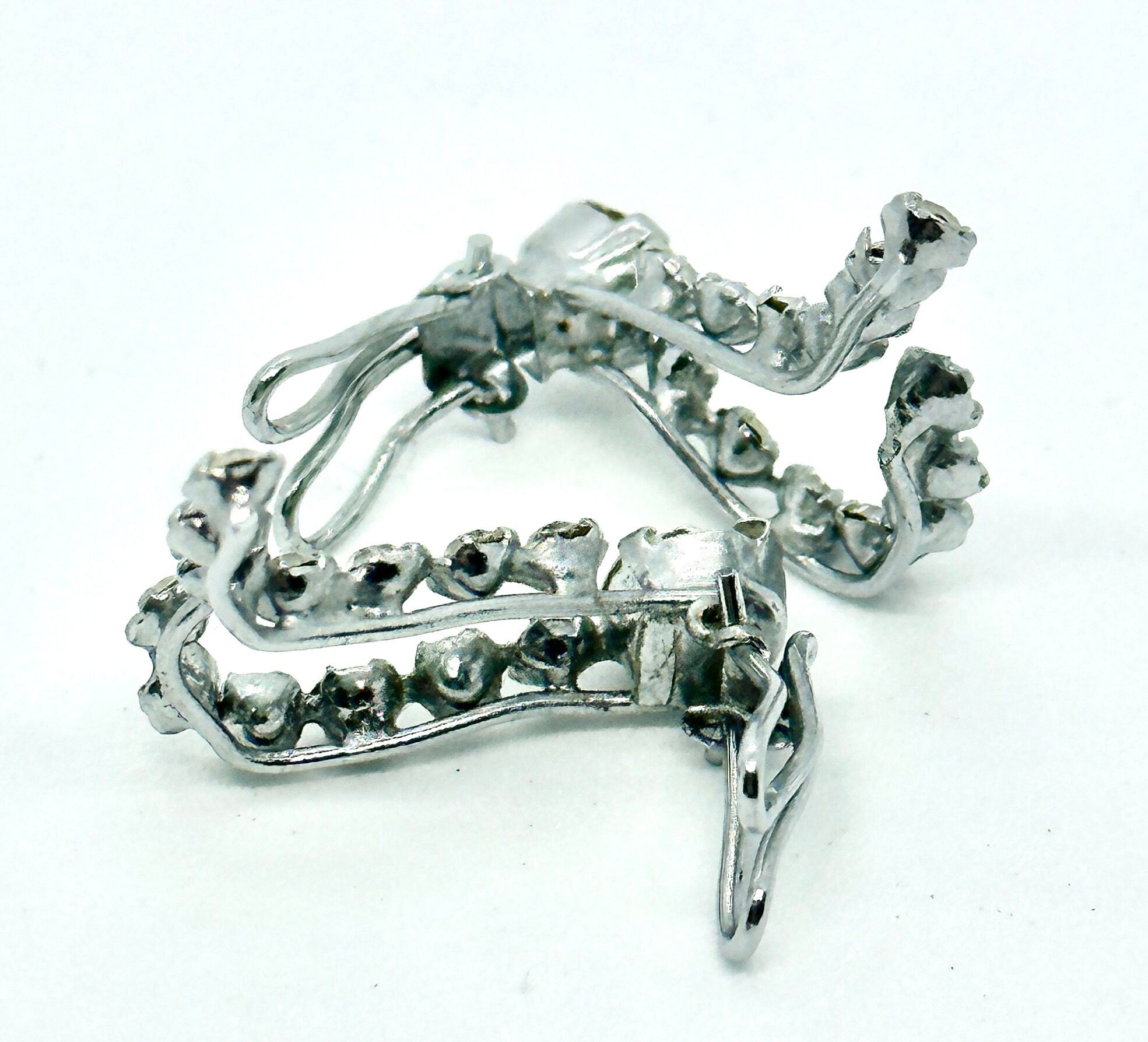 Orecchini Lunghi 8 Cm In Cristallo Stile Art Déco, Argento, A Clip O Borchia, Regolabili