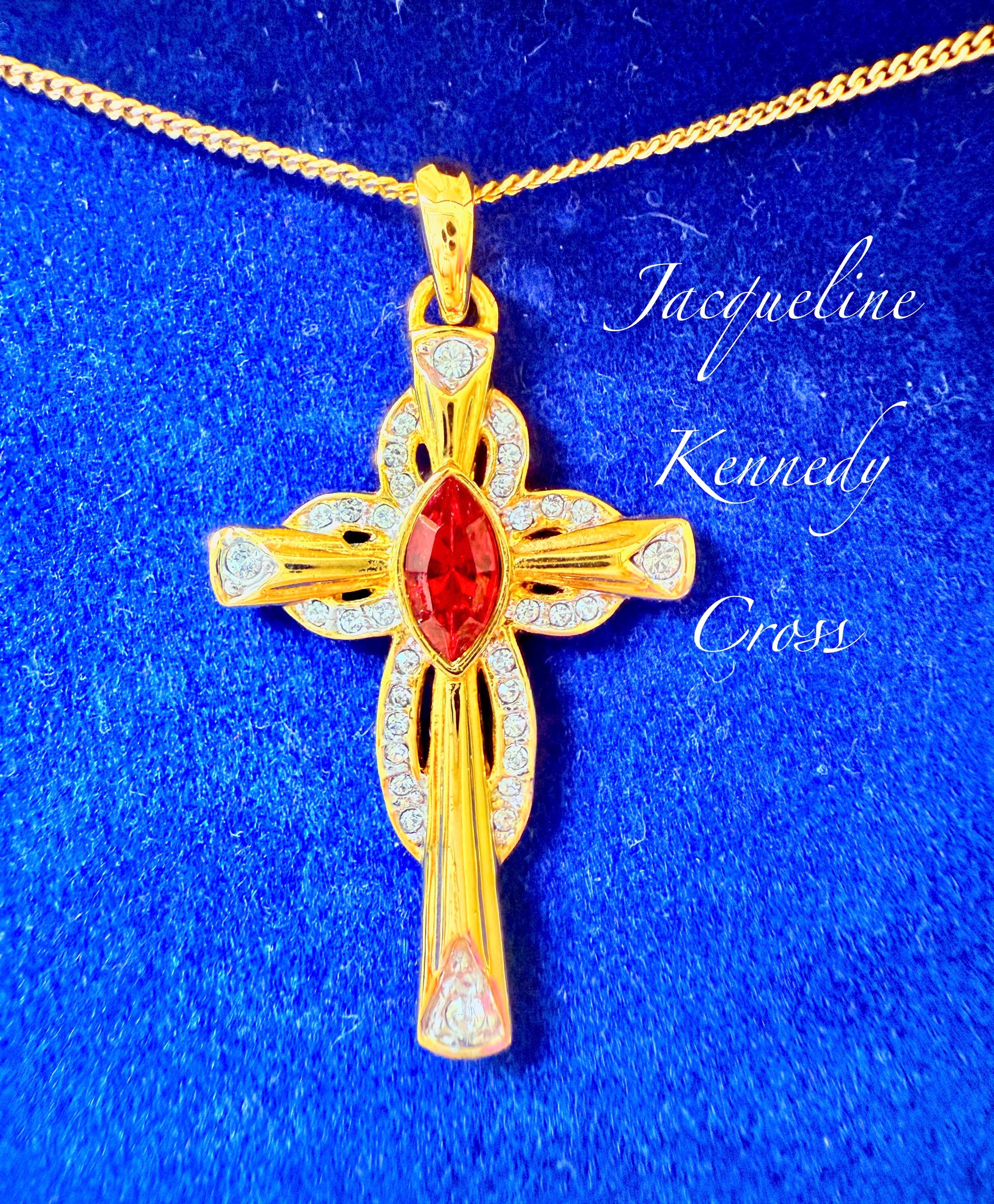 Vintage Camrose Kross Necklace Signed Jbk Jacqueline Kennedy Cross