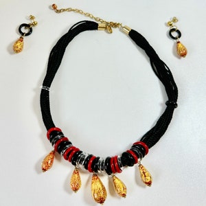 Ladies stunning Vintage Murano signed gold plated necklace & rearing set&lt; fantastic pre owned condition