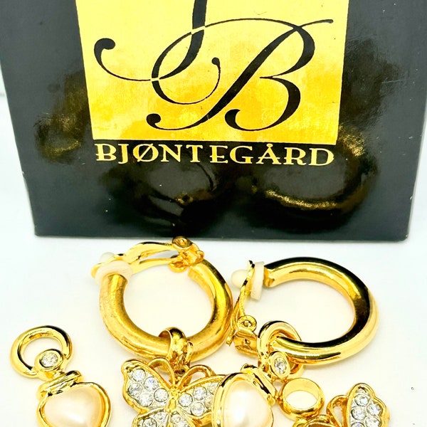 Vintage Suzanne Bjontegard, interchangeable clip hoop earrings in box, like new