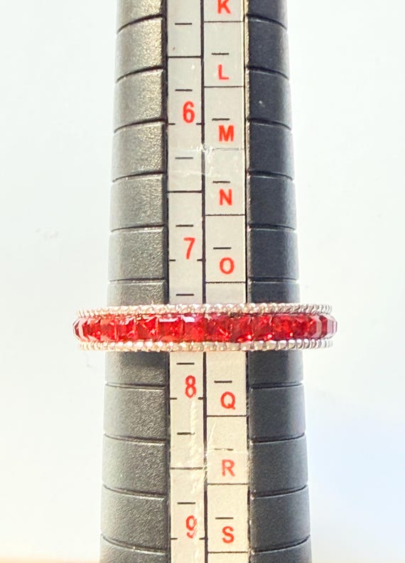 Baguette Cut Simulated Ruby Eternity Ring, Channe… - image 8