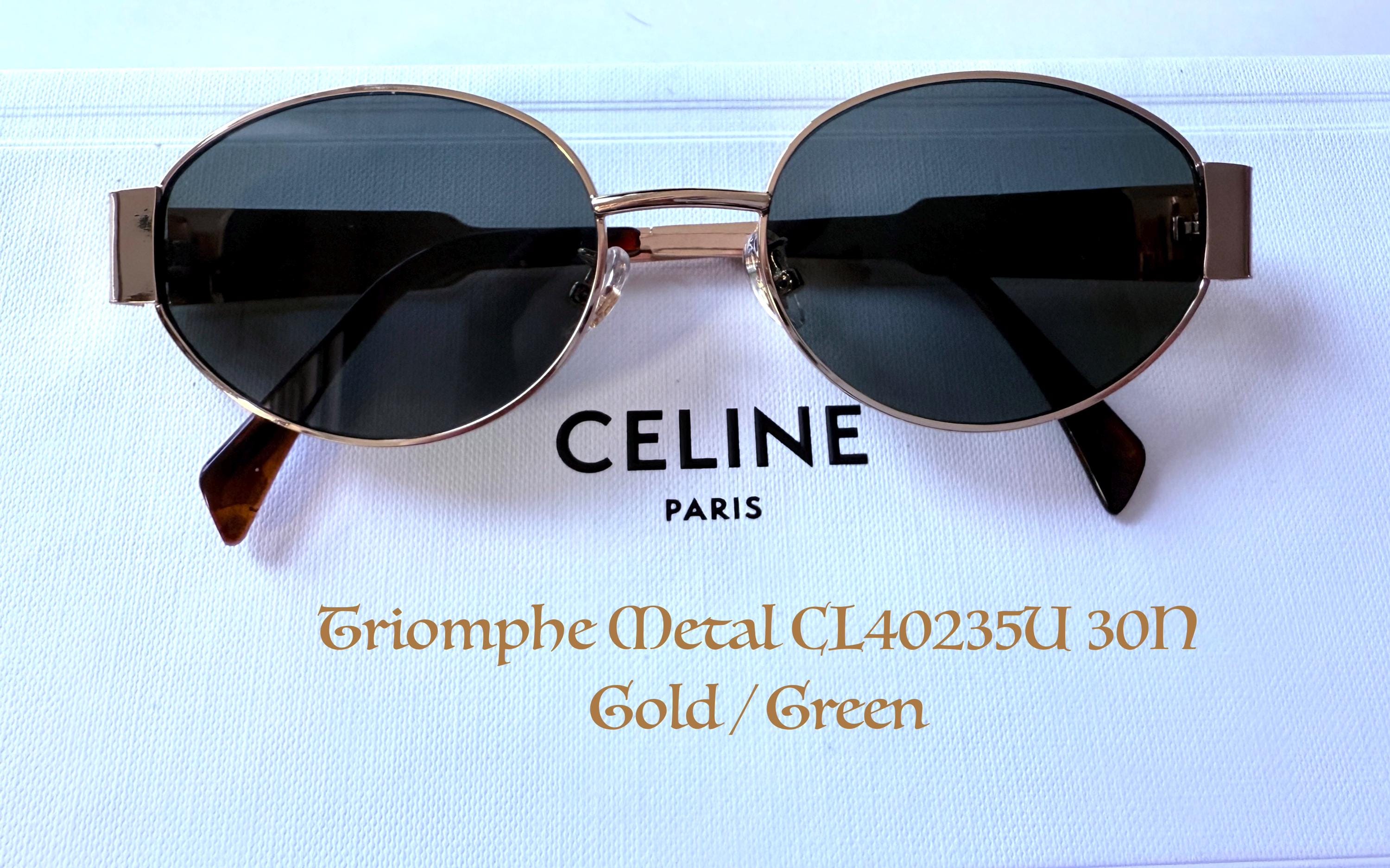 CELINE TRIOMPHE Sunglasses CL40235U 30N Gold Green Celine CL40235U 30N Triomphe Metal Oval Sunglasses Gold  main image 2