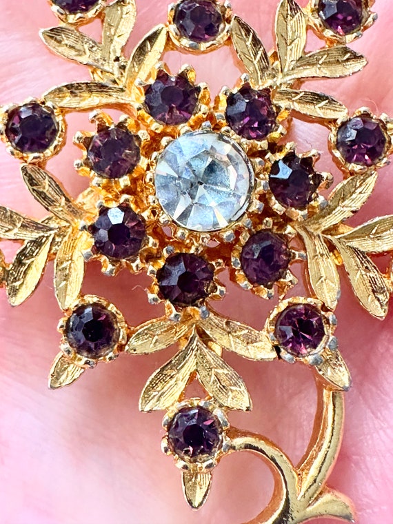 Broche Vintage Plaquée Or Avec Améthyste | Bijou Ancien Occasion