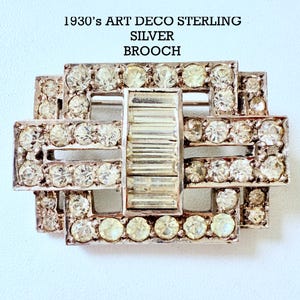 reduced by 50%Stunning Ladies Antique Art-Deco Sterling Silver & Clear Paste brooch VGC