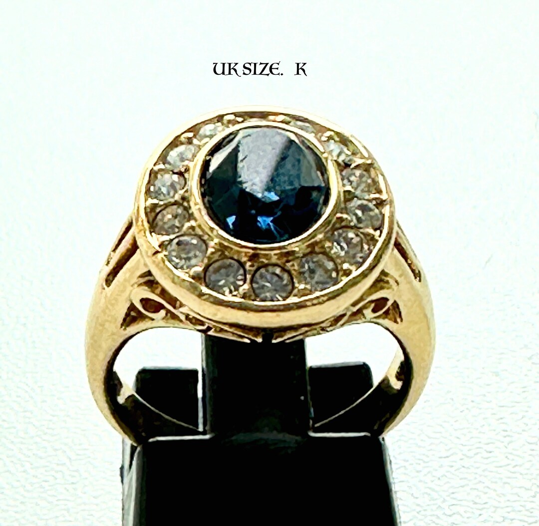 Ladies Camill Lucie Vintage Gold Plate Blue / White Crystal Zirconia ...