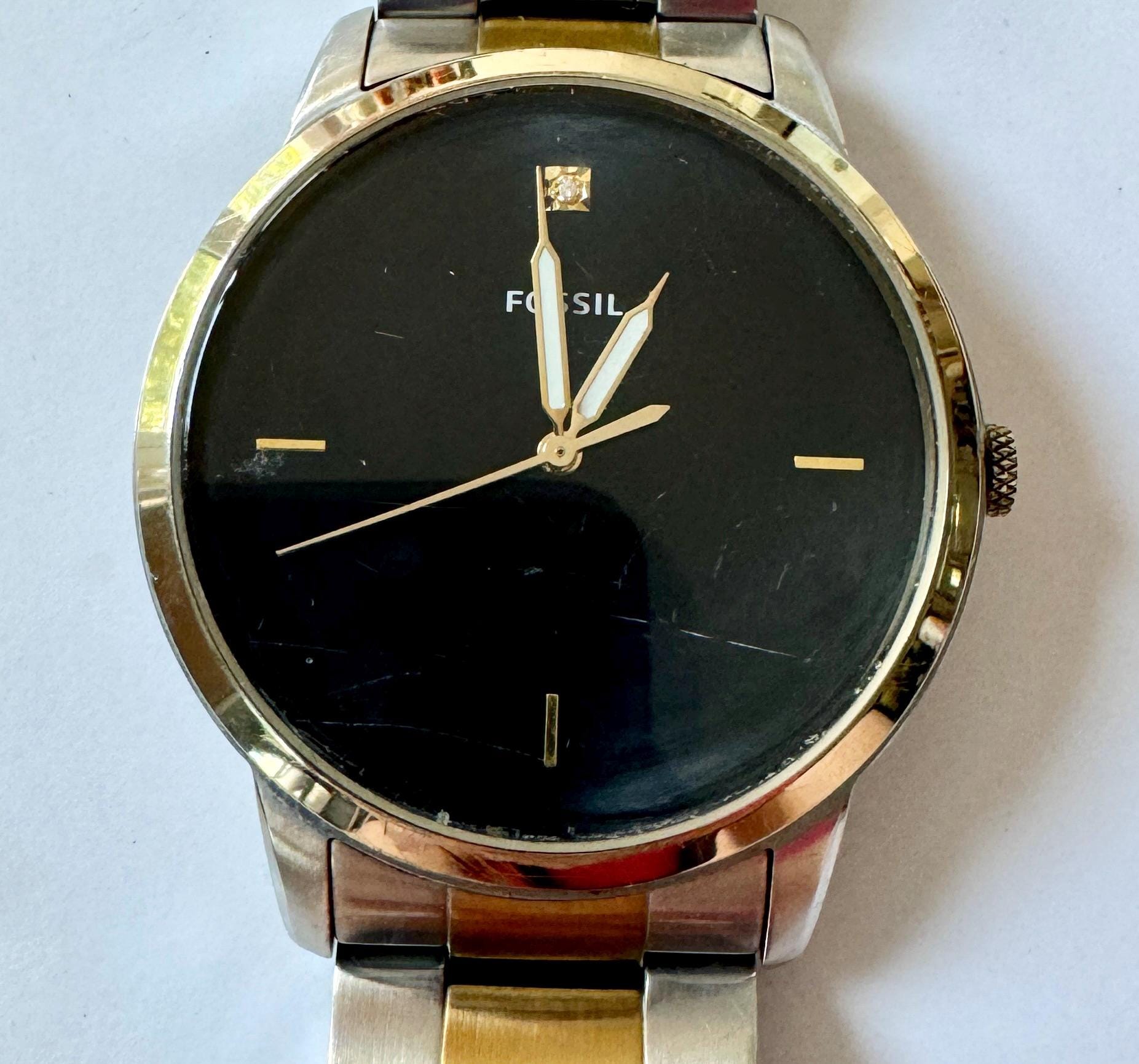 Buy Fossil Minimalist FS5458 Men s Stainless Steel Gold Tone Diamond Stone Analog Dial Quartz Watch Pre Owned Online in India Etsy