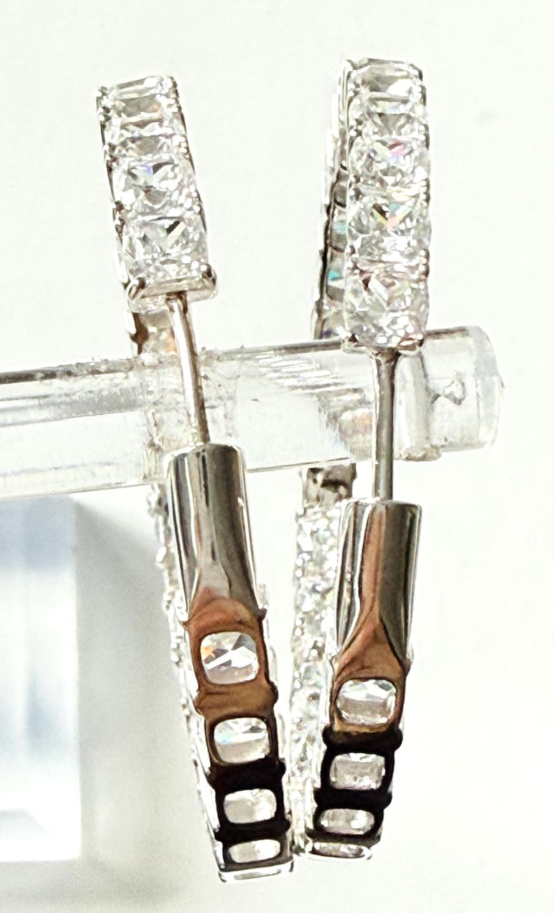 Offers on all items taken, APM Monaco XL Sterling Silver Hoop Earrings, White Micropavé Cubic Zirconia image 9