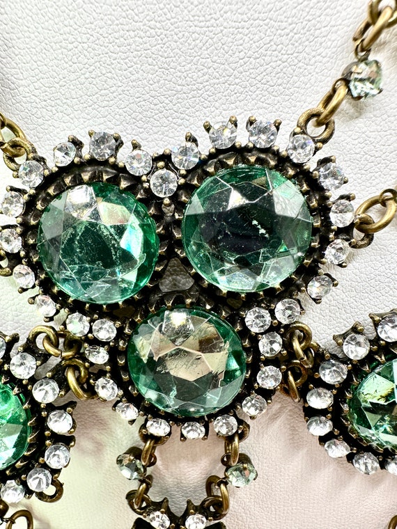 Vintage Stunning Statement Crystal Faux Pearl Necklac… Gem