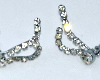 Orecchini pendenti con clip e diamanti, strass blu zaffiro, ciondolo a Orecchini pendenti con clip e diamanti, strass blu zaffiro, ciondolo a
