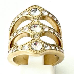 Ladies outstanding Dyrberg Kern gold crystal statement ring, new no tags uk sized  M.5