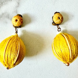 Ladies vintage 50&#39;s French Bon Bon silk clip on drop dangle earrings pre owned VGC