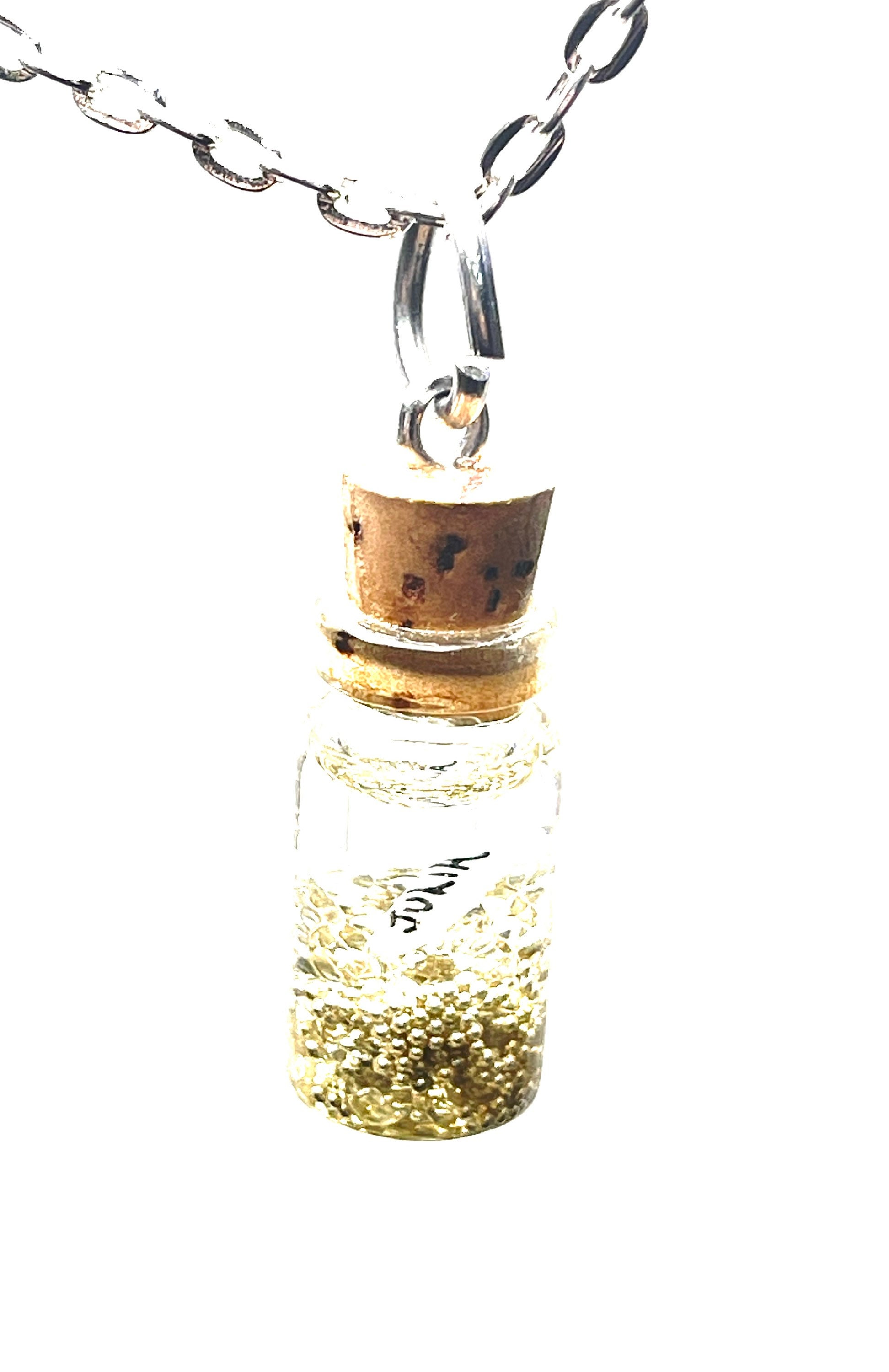 Name auf einem Reiskorn Vial mit Kork und versilberter Kette Etsy