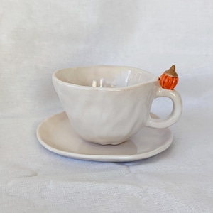 Handgemachte Kürbis Keramik Tasse|Halloween Tasse|Halloween Keramik Tasse|Handgemachte Keramik Tasse|Weiße Tasse