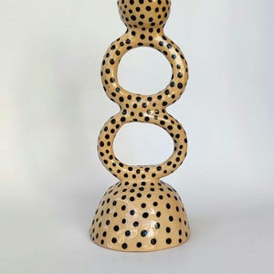 Handmade Ceramic Polka Dot Candle Holder: Modern Minimalist Home Decor, Candlestick