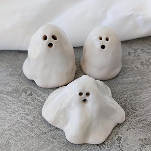 Handmade Ceramic Ghosts: Spooky Halloween Home Decor, Set of Three