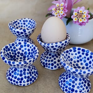 Ceramic Egg Cup, Pottery Egg Cup, Modern Egg Cup, Ceramic Egg Holder, Egg Server, Polka Dot Ceramic Egg Cups, Easter Breakfast Decor