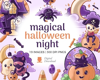 Halloween Clipart | Animal, Ghost & Skeleton PNGs (Instant Download)