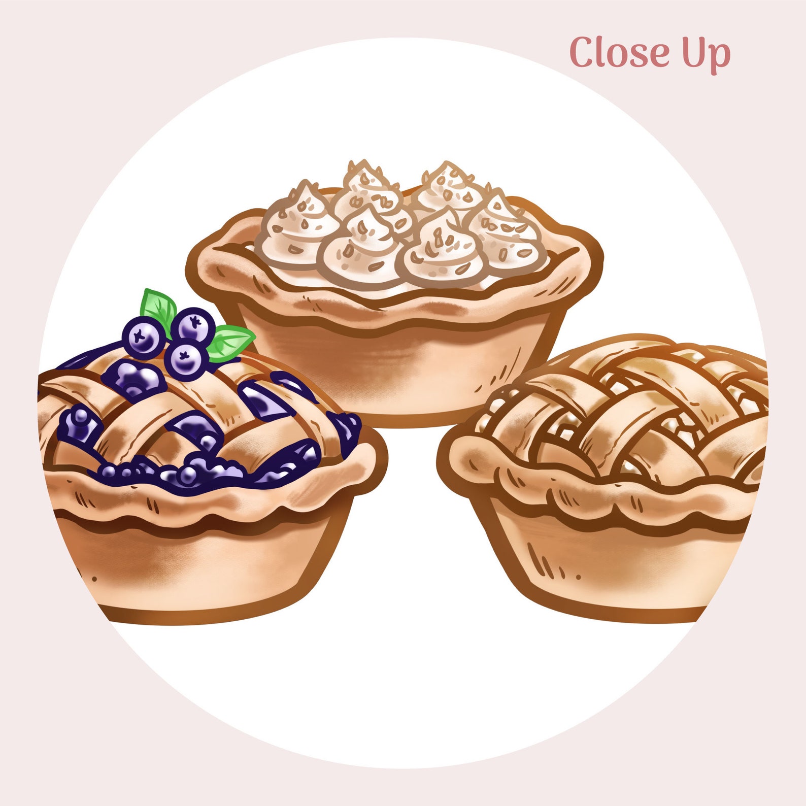 Pie Clipart Illustrations: Apple, Cherry, Peach & Coconut Cream ...