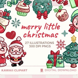 かわいいクリスマスクリップアート | サンタ、トナカイ、エルフのPNGグラフィック（個人および商用利用可）