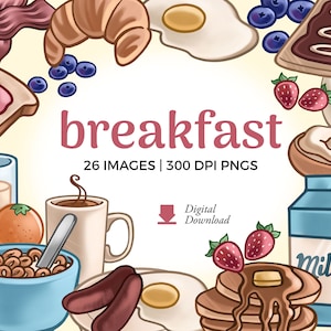 朝食の食べ物のクリップアートのイラスト | 朝食の PNG ダウンロード | シリアルのクリップアート、パンケーキのクリップアート、卵の PNG、ソーセージとベーコンのイラスト