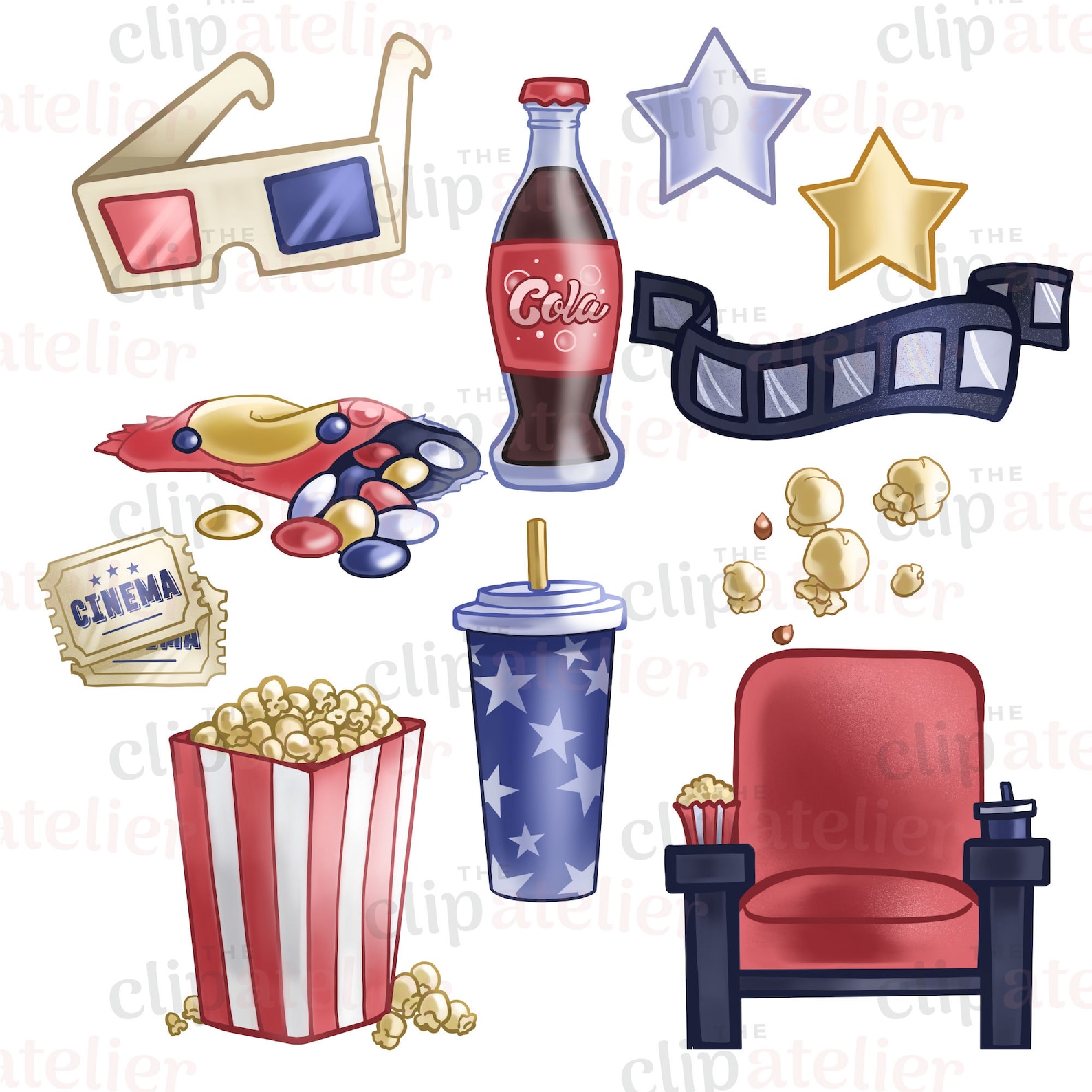 Movie Theatre Clipart Illustrations Movie Night PNG Download Popcorn ...