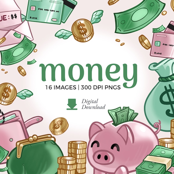 Money Clipart illustrations | Saving and Spending PNG Download | finance graphics, Piggy Bank, Credit card clip art, commercial use images