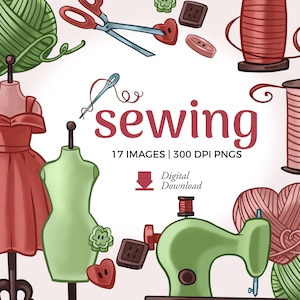 Sewing Clipart illustrations | Sewing Machine Clip Art Download | Needle and Thread, Mannequin png, commercial use, buttons png image file
