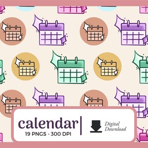 Icone del pianificatore del calendario / Download PNG appuntamento / Data importante, promemoria della riunione, adesivo del pianificatore di eventi, adesivi digitali per uso commerciale
