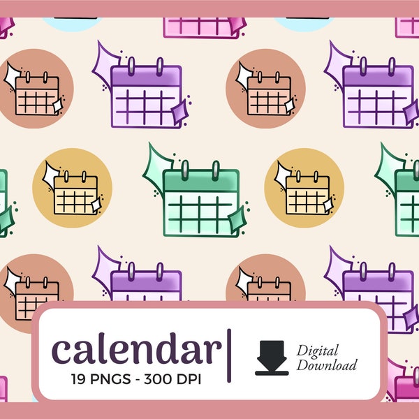 Calendar Planner Icons | Appointment PNG Download | Important date, meeting reminder, event planner sticker, commercial use digital stickers