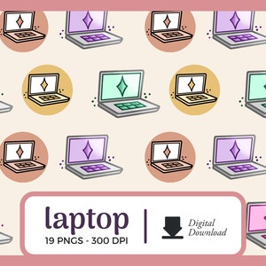 Laptop Computer Planner Icons | Commercial Use Work Schedule Graphic (digital stickers)