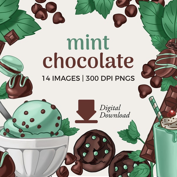 Mint Chocolate Dessert Clipart | Chocolate Cake png Instant Download |  Mint chip Ice cream Clip art | Chocolate bar png, brownie clipart