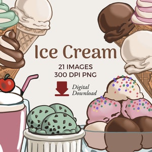 Eistüten Clipart Illustrationen |  Süßigkeiten Digitaler Download | Eistüte Kunst, Milchshakes Bilder, Eisbecher, Dessert Grafiken