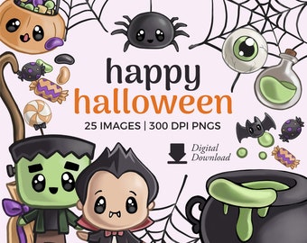 Cute Halloween Clipart illustrations | Kawaii Halloween PNG Download |  Jack O lantern clipart, Halloween clipart | Vampire Clipart