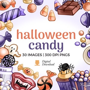 Halloween Candy Clipart: Gruselige Süßigkeiten Illustrationen PNG (Digital Download)