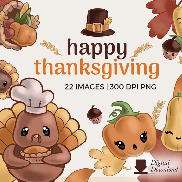 Cute Thanksgiving Clipart illustrations | Kawaii Turkey PNG Download |  Squash clipart, Acorn clipart and pumpkin clip art | Turkey Day art