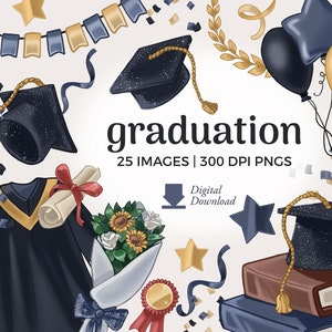 Graduierung Clipart Illustrationen | graduierter PNG Download | Mützen und Mantel Clipart, Schulgrafiken | Bücher png, Diplom png, Party png